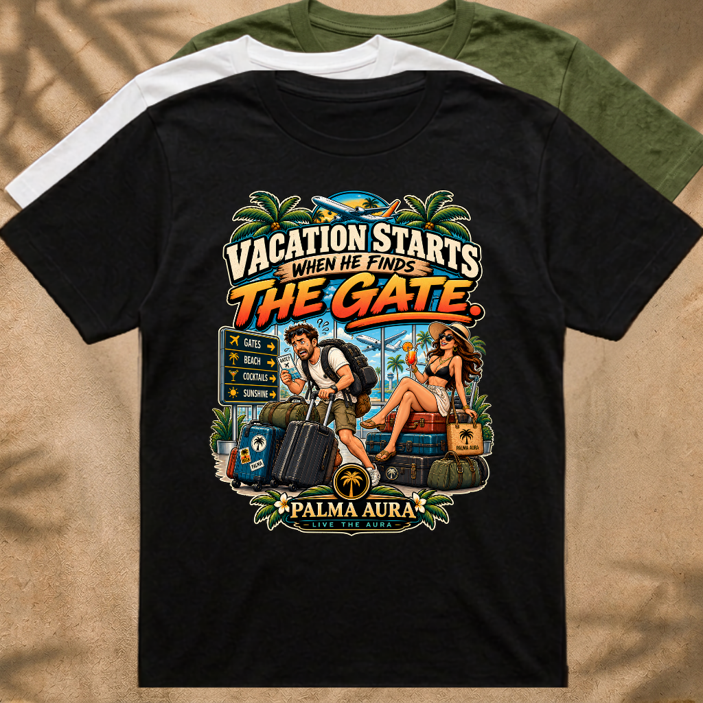 Vacation Starts when He finds the gate T‑Shirt