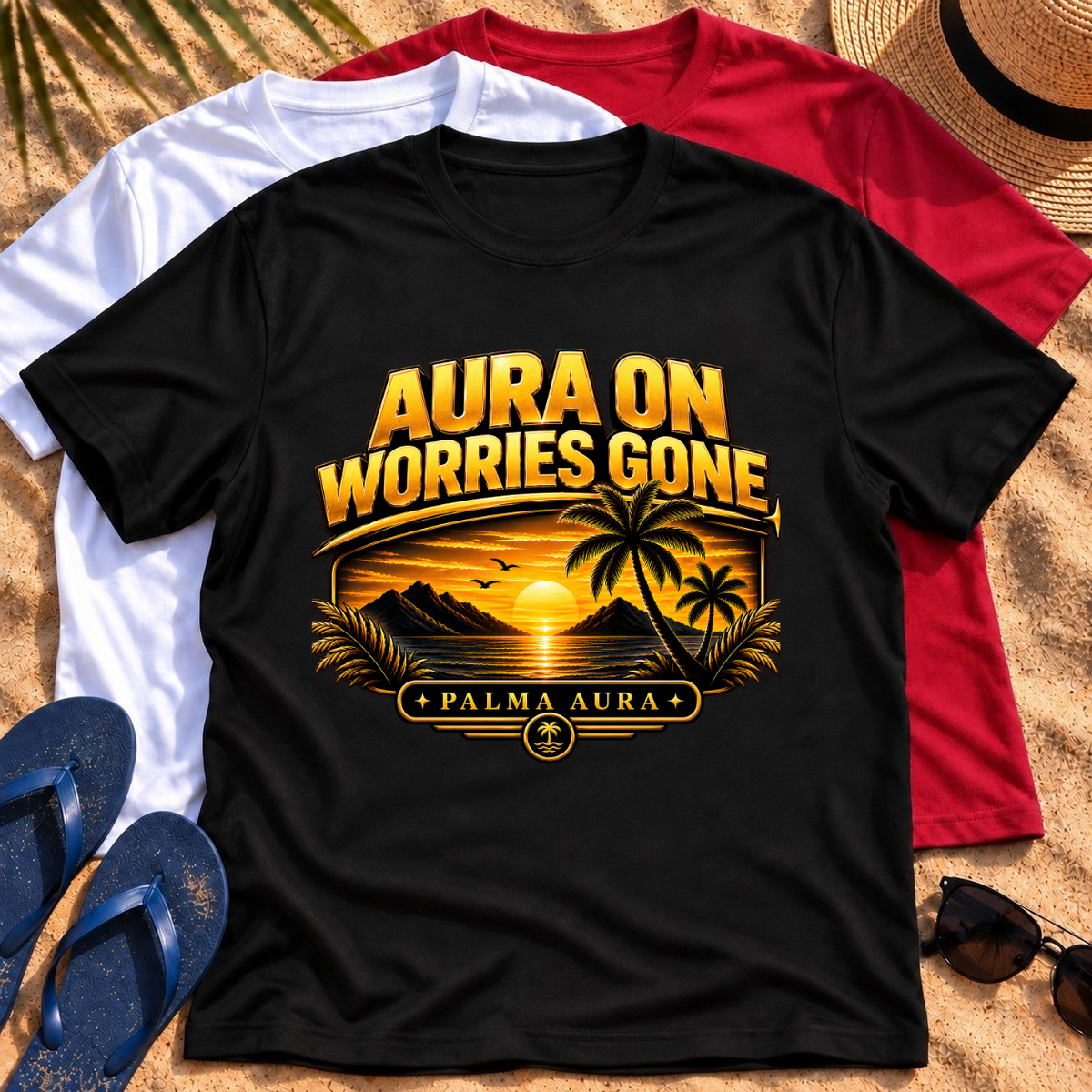 Aura On Worries Gone Gold T‑Shirt